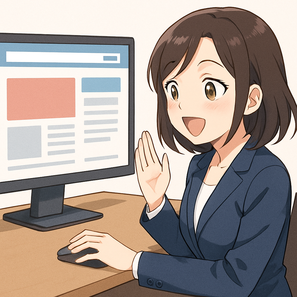 Business woman interacting with computer on website